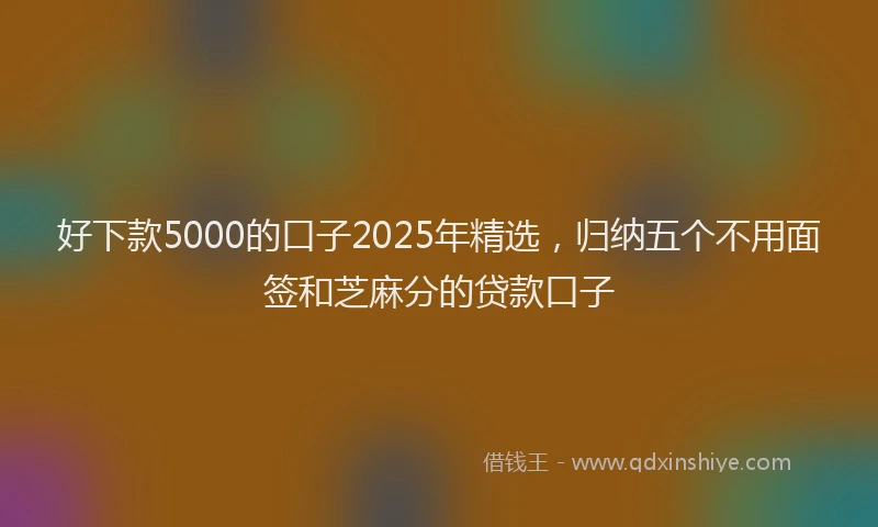 好下款5000的口子2025年精选，归纳五个不用面签和芝麻分的贷款口子