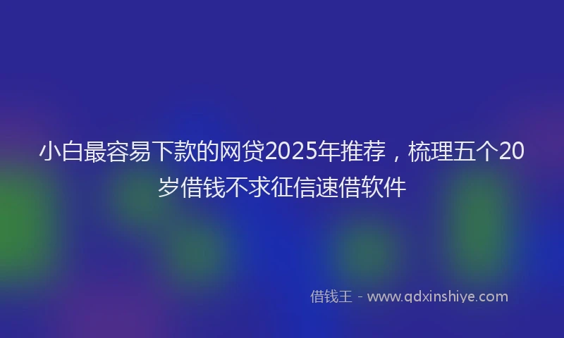 小白最容易下款的网贷2025年推荐,梳理五个20岁借钱不求征信速借软件