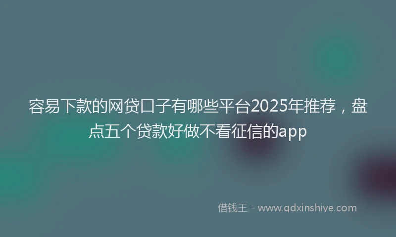 容易下款的网贷口子有哪些平台2025年推荐，盘点五个贷款好做不看征信的app