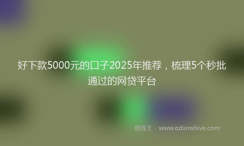 好下款5000元的口子2025年推荐，梳理5个秒批通过的网贷平台