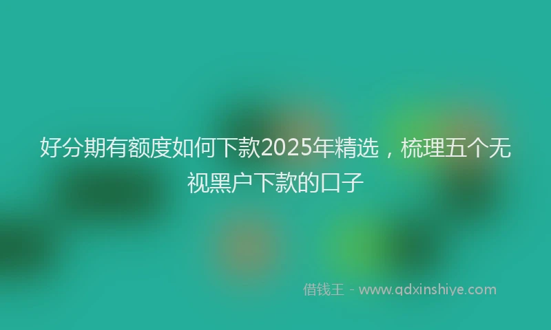 好分期有额度如何下款2025年精选，梳理五个无视黑户下款的口子