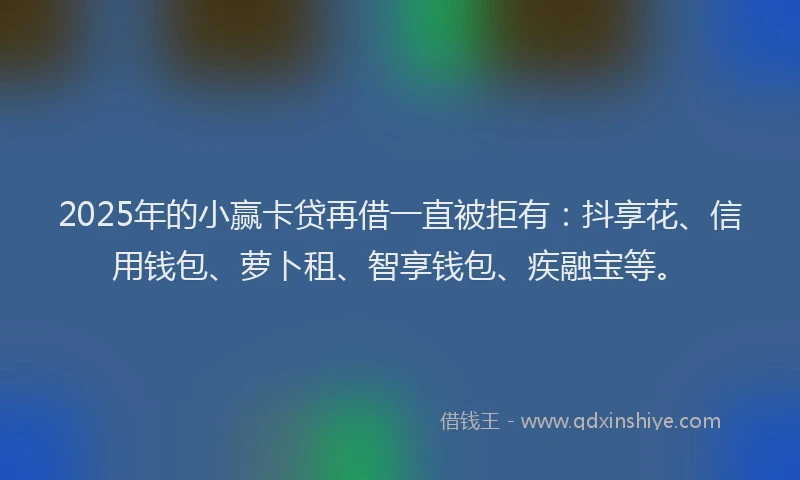 2025年的小赢卡贷再借一直被拒有：抖享花、信用钱包、萝卜租、智享钱包、疾融宝等。