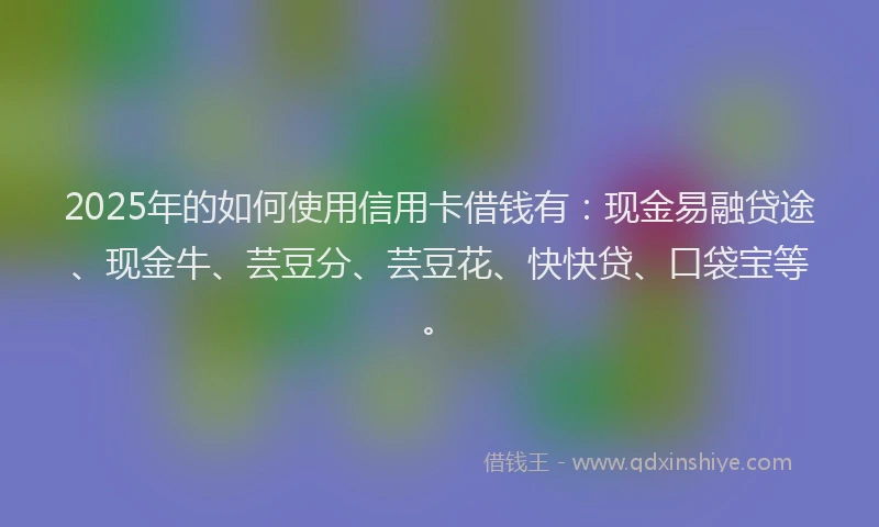 2025年的如何使用信用卡借钱有：现金易融贷途、现金牛、芸豆分、芸豆花、快快贷、口袋宝等。