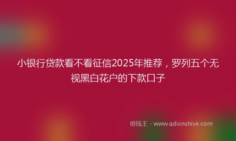 小银行贷款看不看征信2025年推荐，罗列五个无视黑白花户的下款口子