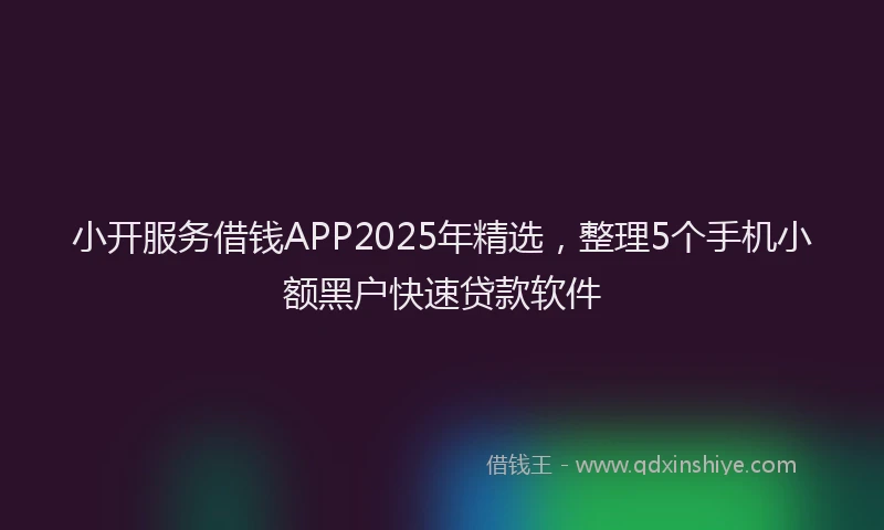 小开服务借钱APP2025年精选，整理5个手机小额黑户快速贷款软件