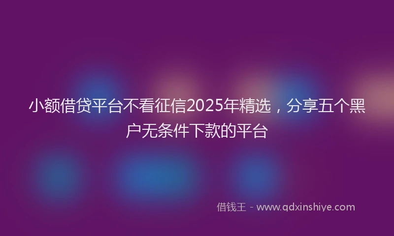 小额借贷平台不看征信2025年精选,分享五个黑户无条件下款的平台