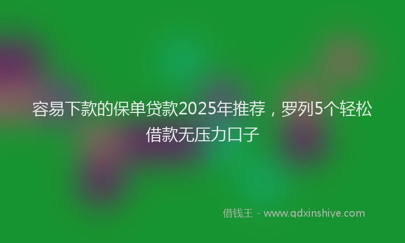 容易下款的保单贷款2025年推荐，罗列5个轻松借款无压力口子