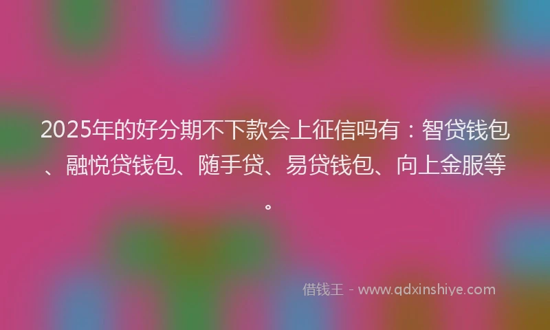 2025年的好分期不下款会上征信吗有：智贷钱包、融悦贷钱包、随手贷、易贷钱包、向上金服等。