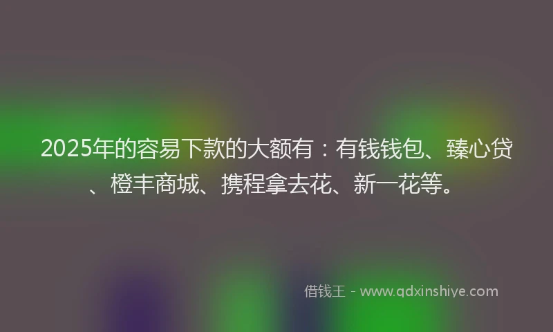 2025年的容易下款的大额有：有钱钱包、臻心贷、橙丰商城、携程拿去花、新一花等。