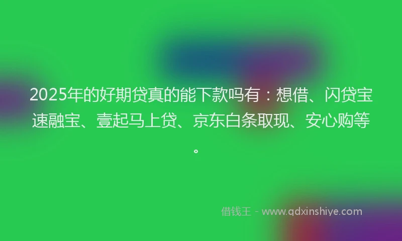 2025年的好期贷真的能下款吗有：想借、闪贷宝速融宝、壹起马上贷、京东白条取现、安心购等。
