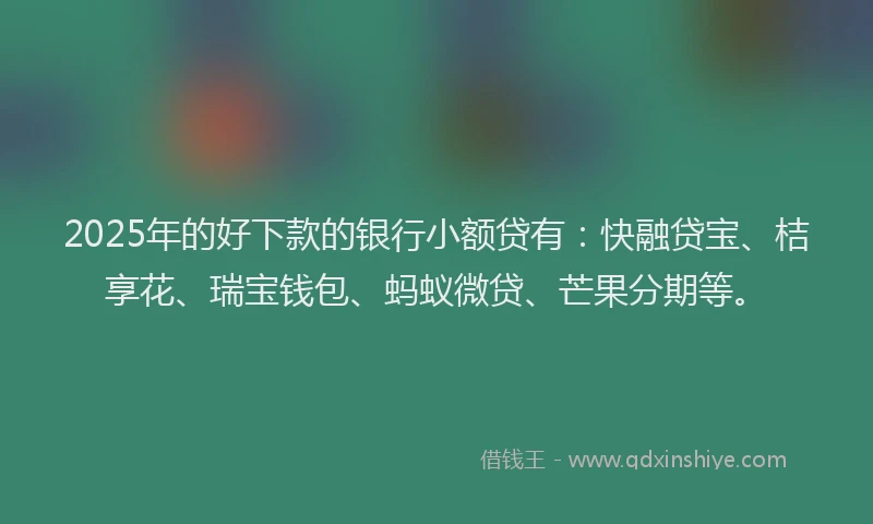 2025年的好下款的银行小额贷有：快融贷宝、桔享花、瑞宝钱包、蚂蚁微贷、芒果分期等。
