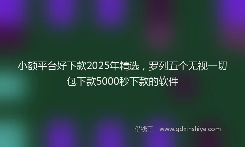 小额平台好下款2025年精选，罗列五个无视一切包下款5000秒下款的软件