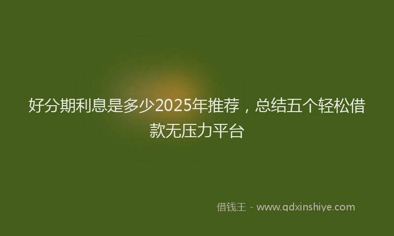 好分期利息是多少2025年推荐，总结五个轻松借款无压力平台
