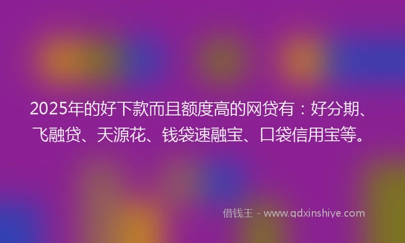 2025年的好下款而且额度高的网贷有：好分期、飞融贷、天源花、钱袋速融宝、口袋信用宝等。