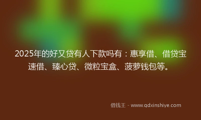 2025年的好又贷有人下款吗有：惠享借、借贷宝速借、臻心贷、微粒宝盒、菠萝钱包等。