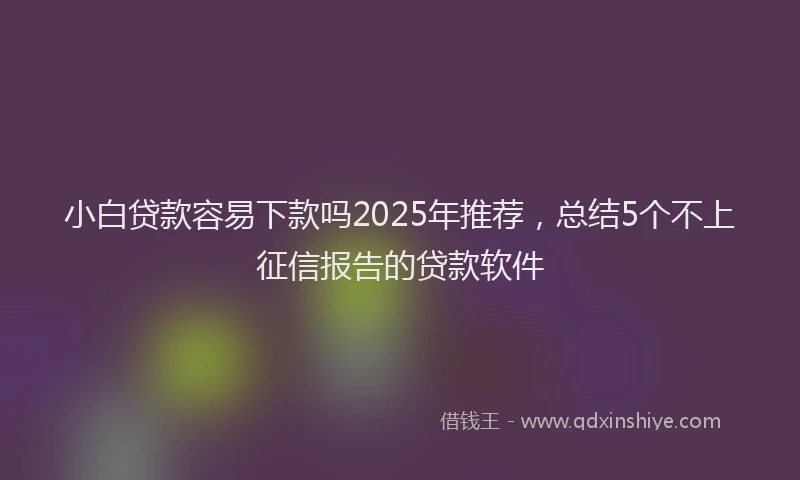 小白贷款容易下款吗2025年推荐，总结5个不上征信报告的贷款软件