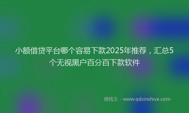 小额借贷平台哪个容易下款2025年推荐，汇总5个无视黑户百分百下款软件
