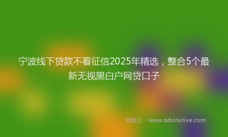 宁波线下贷款不看征信2025年精选，整合5个最新无视黑白户网贷口子