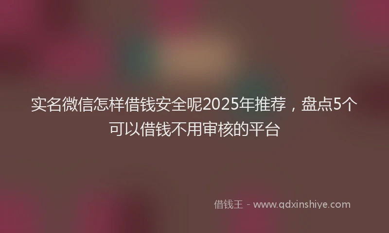实名微信怎样借钱安全呢2025年推荐，盘点5个可以借钱不用审核的平台