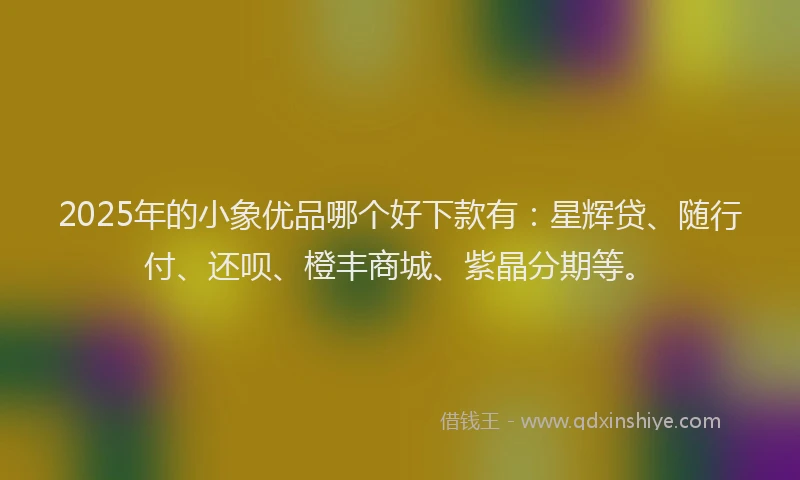 2025年的小象优品哪个好下款有：星辉贷、随行付、还呗、橙丰商城、紫晶分期等。
