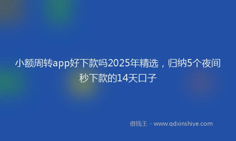 小额周转app好下款吗2025年精选，归纳5个夜间秒下款的14天口子