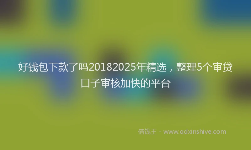 好钱包下款了吗20182025年精选，整理5个审贷口子审核加快的平台