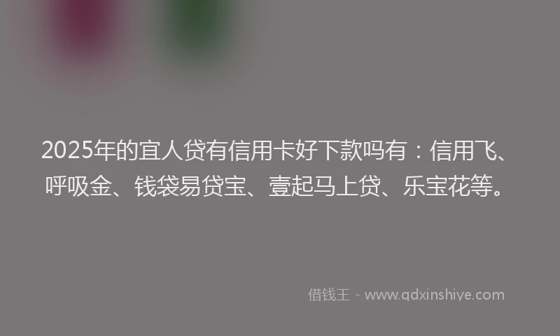 2025年的宜人贷有信用卡好下款吗有：信用飞、呼吸金、钱袋易贷宝、壹起马上贷、乐宝花等。
