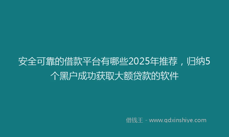 安全可靠的借款平台有哪些2025年推荐，归纳5个黑户成功获取大额贷款的软件
