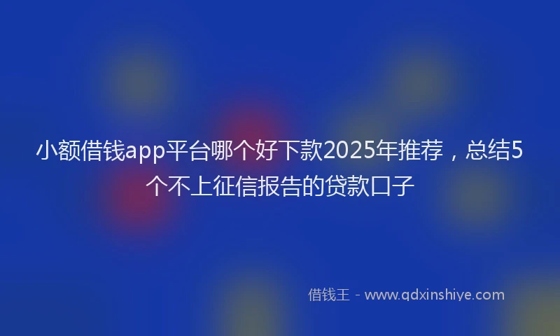 小额借钱app平台哪个好下款2025年推荐，总结5个不上征信报告的贷款口子