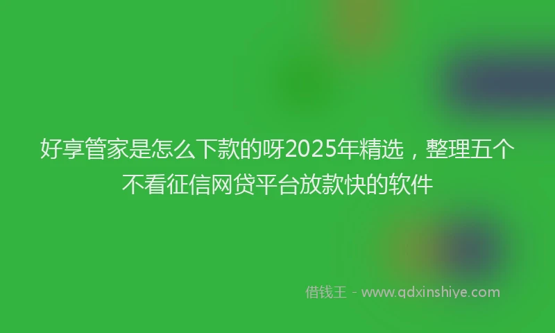 好享管家是怎么下款的呀2025年精选，整理五个不看征信网贷平台放款快的软件