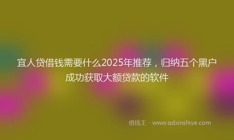 宜人贷借钱需要什么2025年推荐，归纳五个黑户成功获取大额贷款的软件