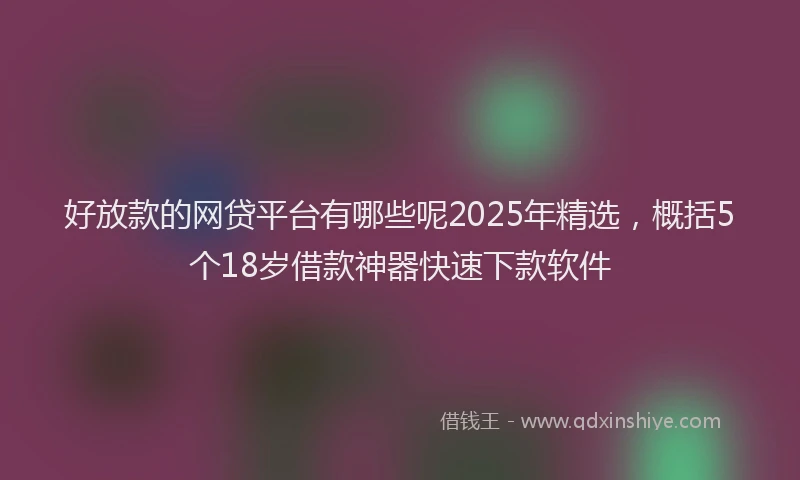 好放款的网贷平台有哪些呢2025年精选，概括5个18岁借款神器快速下款软件