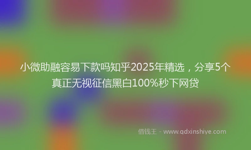 小微助融容易下款吗知乎2025年精选，分享5个真正无视征信黑白100%秒下网贷