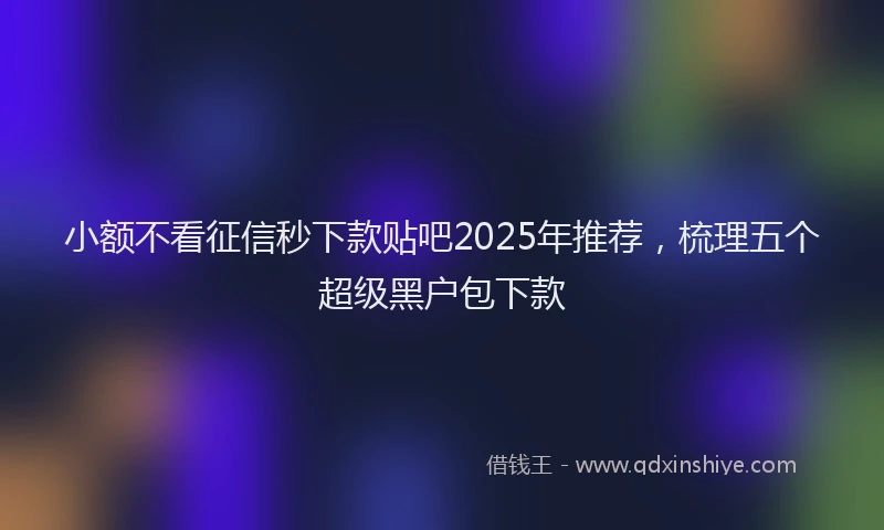 小额不看征信秒下款贴吧2025年推荐,梳理五个超级黑户包下款