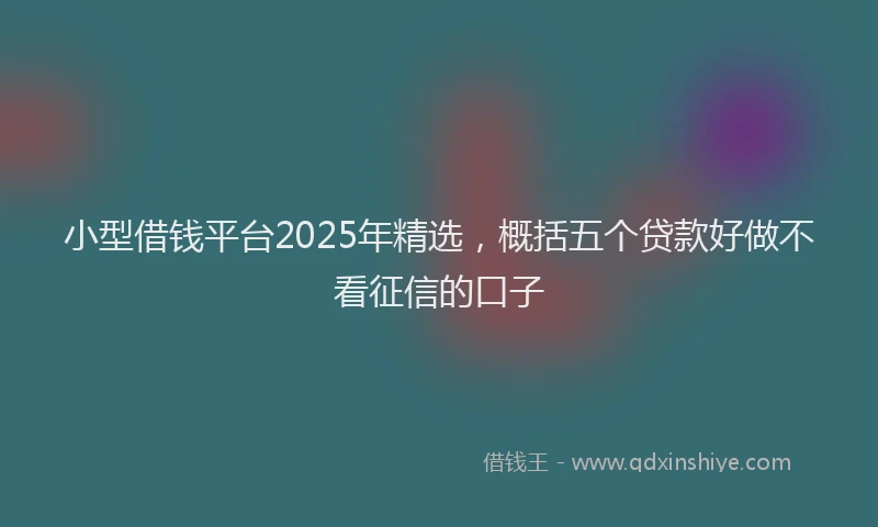 小型借钱平台2025年精选，概括五个贷款好做不看征信的口子