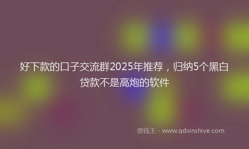 好下款的口子交流群2025年推荐，归纳5个黑白贷款不是高炮的软件