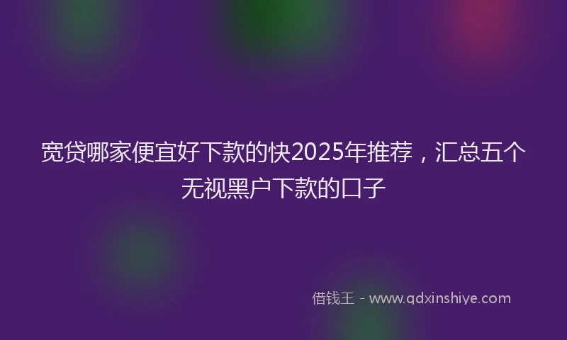 宽贷哪家便宜好下款的快2025年推荐，汇总五个无视黑户下款的口子