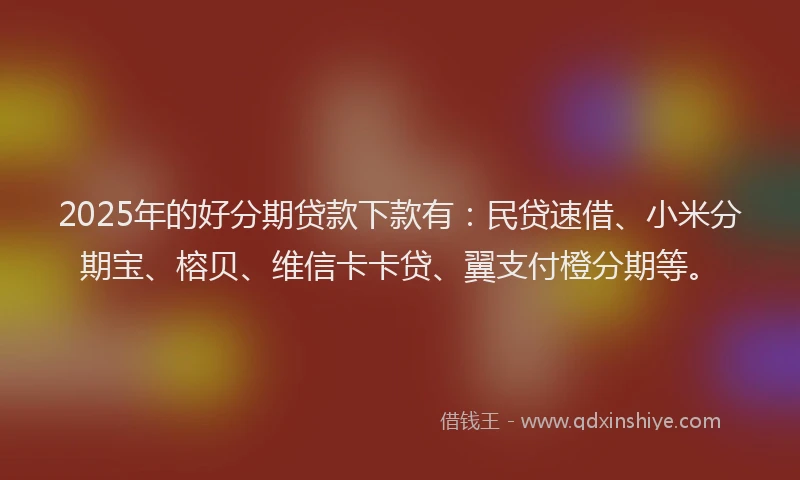 2025年的好分期贷款下款有：民贷速借、小米分期宝、榕贝、维信卡卡贷、翼支付橙分期等。