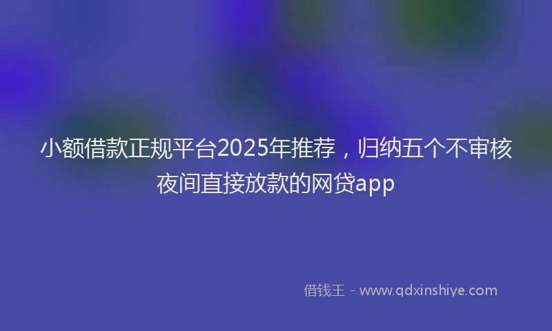 小额借款正规平台2025年推荐，归纳五个不审核夜间直接放款的网贷app