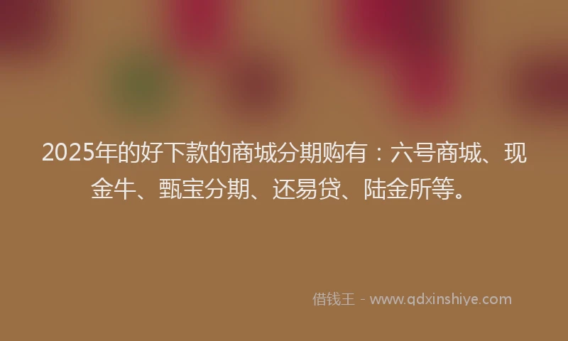 2025年的好下款的商城分期购有：六号商城、现金牛、甄宝分期、还易贷、陆金所等。