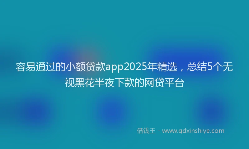 容易通过的小额贷款app2025年精选，总结5个无视黑花半夜下款的网贷平台