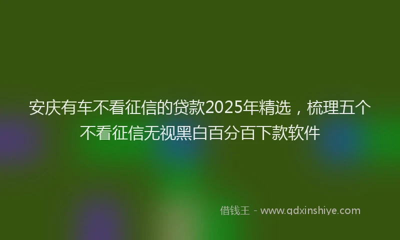 安庆有车不看征信的贷款2025年精选，梳理五个不看征信无视黑白百分百下款软件