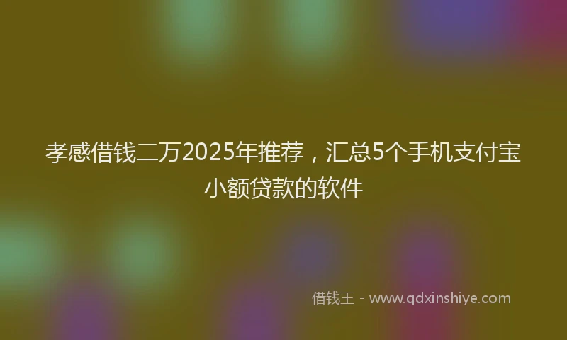 孝感借钱二万2025年推荐，汇总5个手机支付宝小额贷款的软件