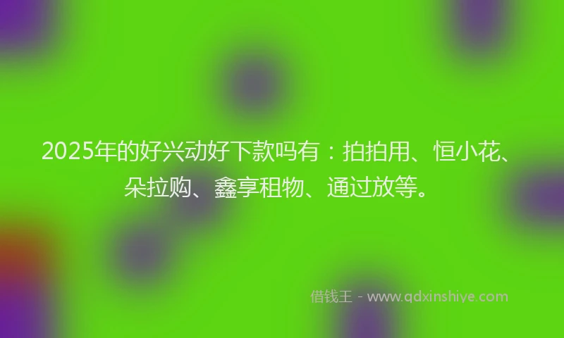 2025年的好兴动好下款吗有：拍拍用、恒小花、朵拉购、鑫享租物、通过放等。