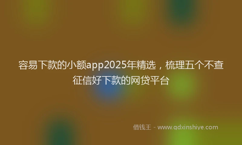容易下款的小额app2025年精选，梳理五个不查征信好下款的网贷平台