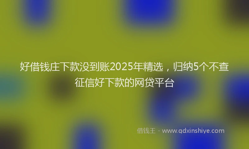 好借钱庄下款没到账2025年精选，归纳5个不查征信好下款的网贷平台