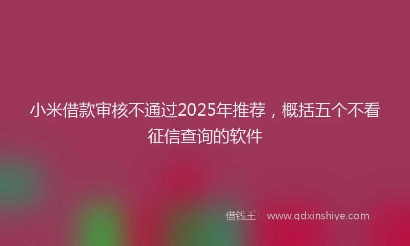 小米借款审核不通过2025年推荐，概括五个不看征信查询的软件