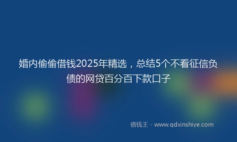 婚内偷偷借钱2025年精选，总结5个不看征信负债的网贷百分百下款口子