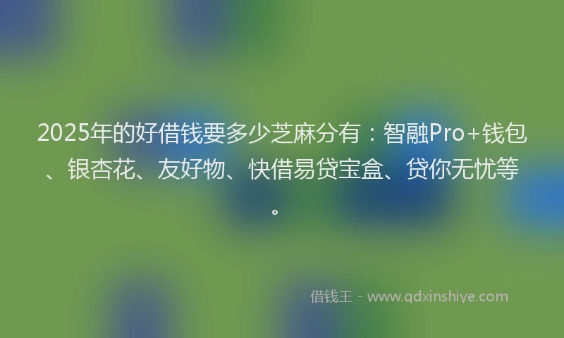 2025年的好借钱要多少芝麻分有：智融Pro+钱包、银杏花、友好物、快借易贷宝盒、贷你无忧等。