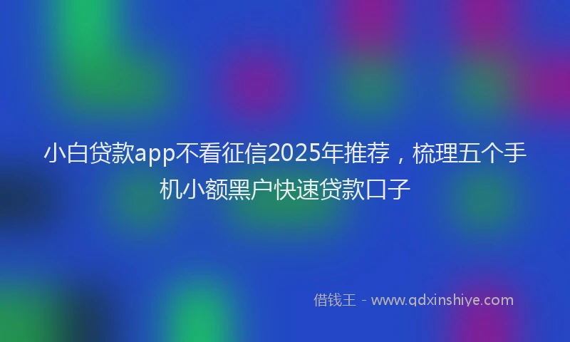 小白贷款app不看征信2025年推荐,梳理五个手机小额黑户快速贷款口子